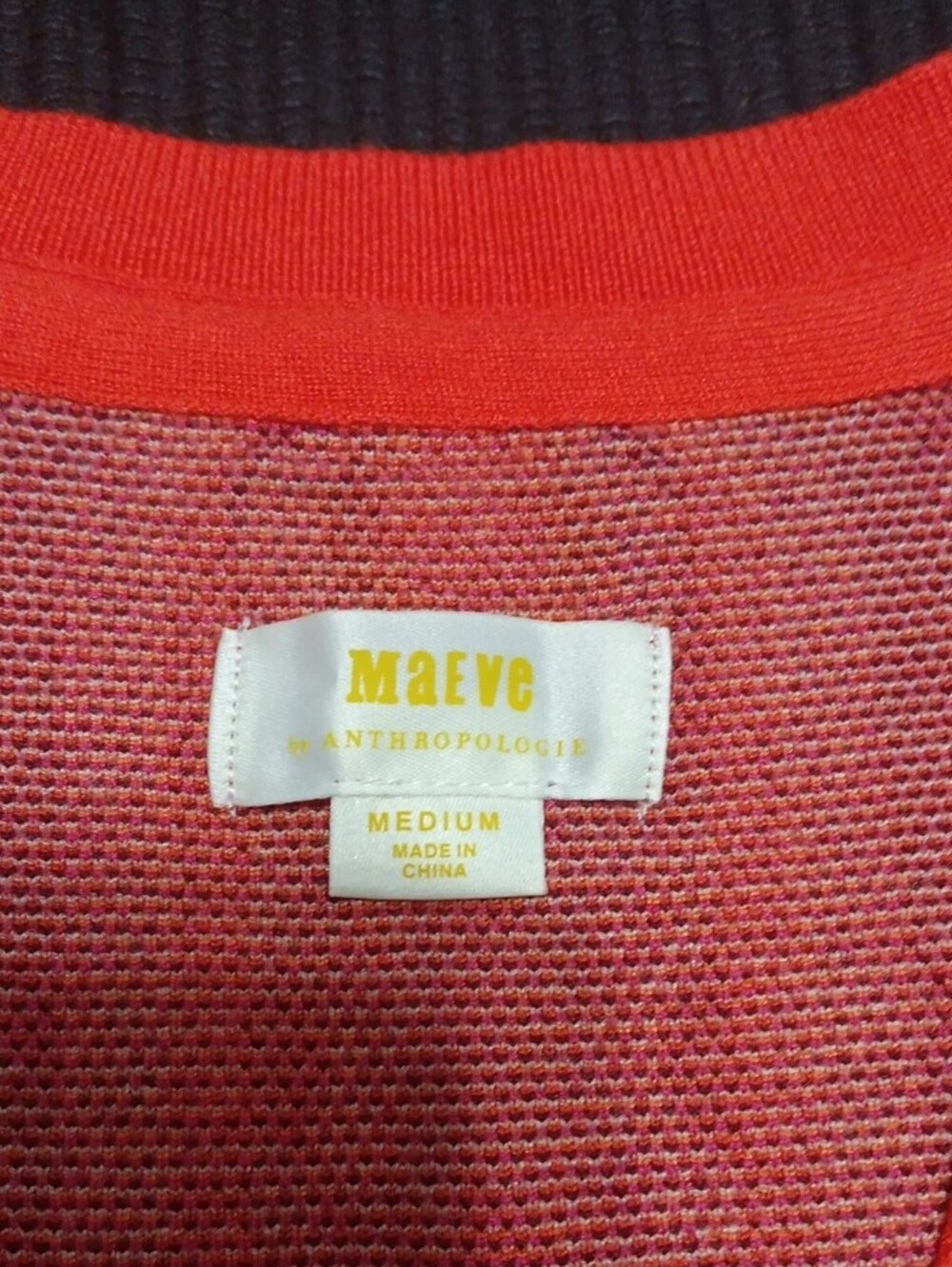Anthropologie Maeve Red and Navy Textured Sweater - Picture 3 of 5